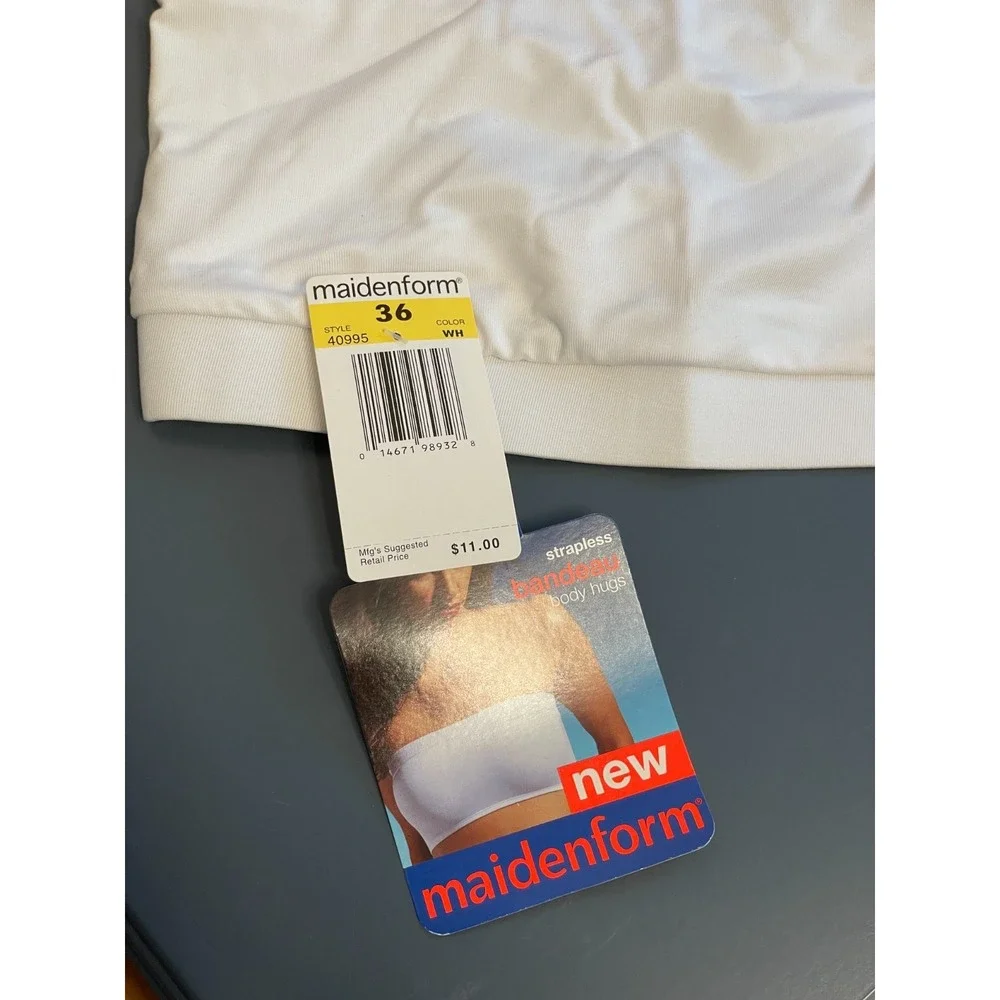 Vintage Maidenform Bandeau Strapless Bra Women 36 Wireless White Comfort New‎